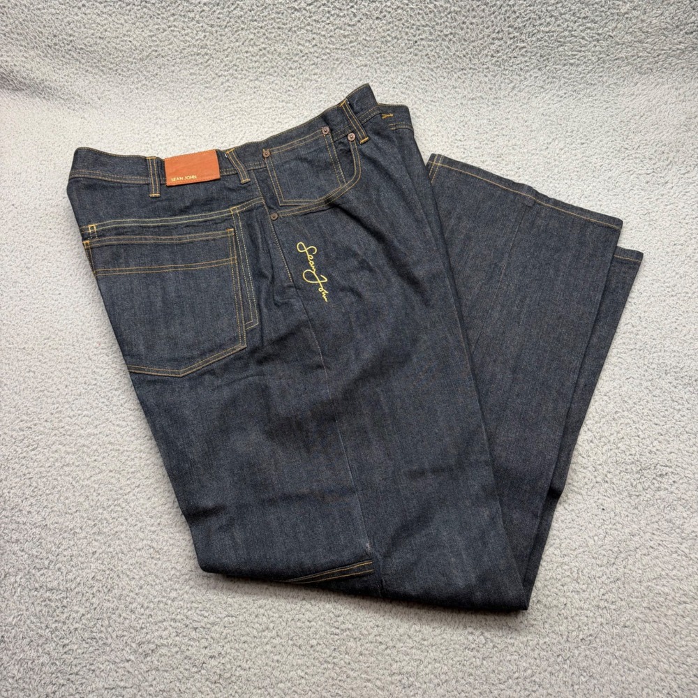 Sean John Mens Size 40 / 36 Raw Indigo Baggy Y2K Streetwear Denim Blue Jeans